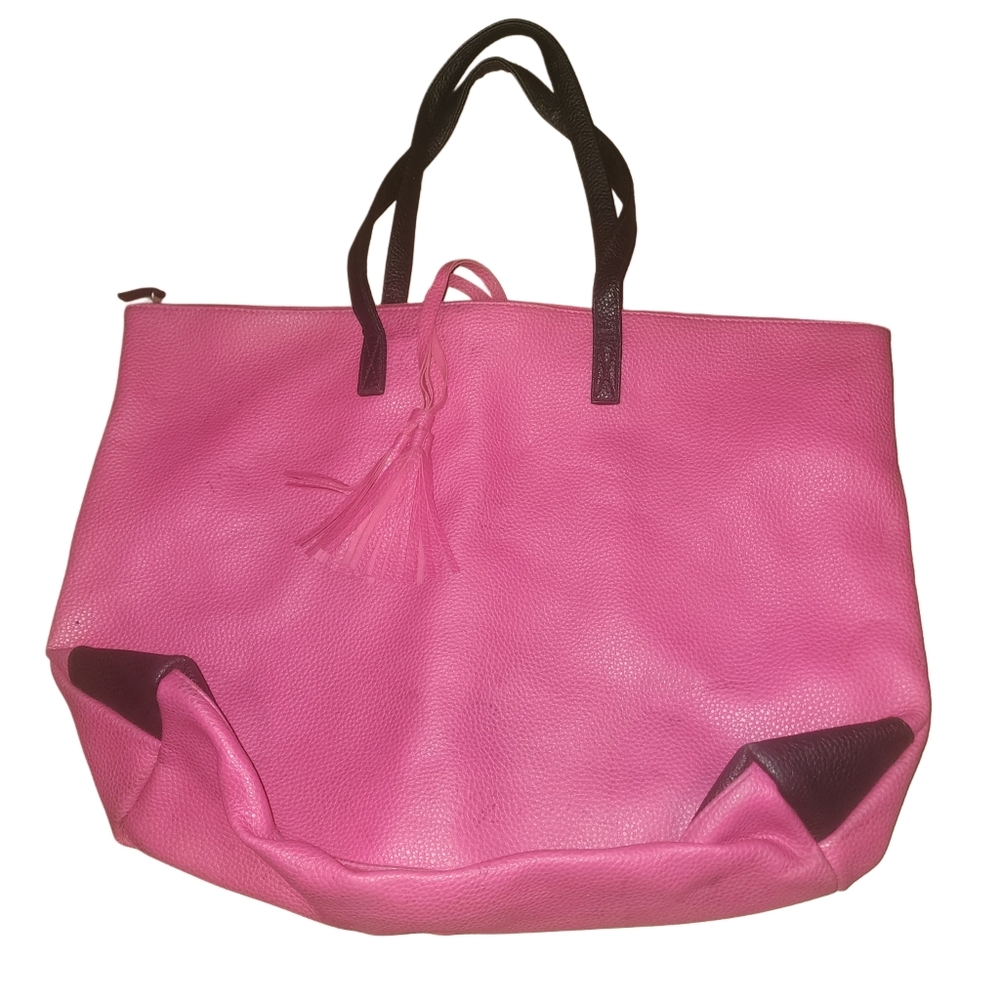 DSW Oversized Hot Pink Pebbled Leather Tote